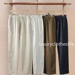 Pantalon en lin et coton broderie – Homme | LOROVELA